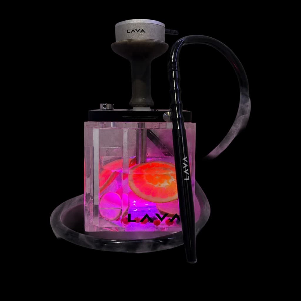 LAVA cubic shisha with pink illuminated base